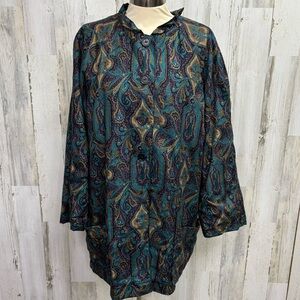 Handmade Plus Size‎ Paisley Button-Up Jacket
